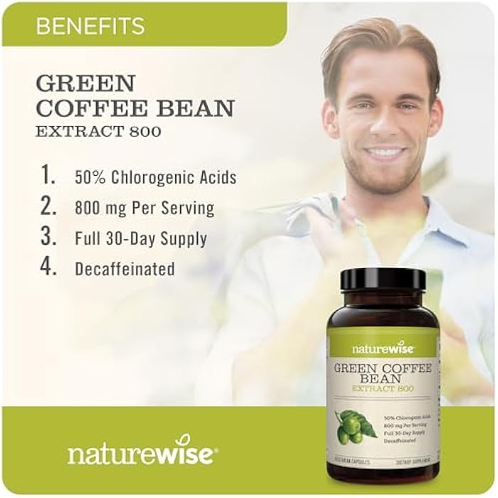 NatureWise Green Coffee Bean Extract 800mg - with 50% Chlorogenic Acids - Support for Weight Goals, Energy, and Antioxidants - Vegan, Non-GMO - 60 Capsules[1-Month Supply] - Image 2