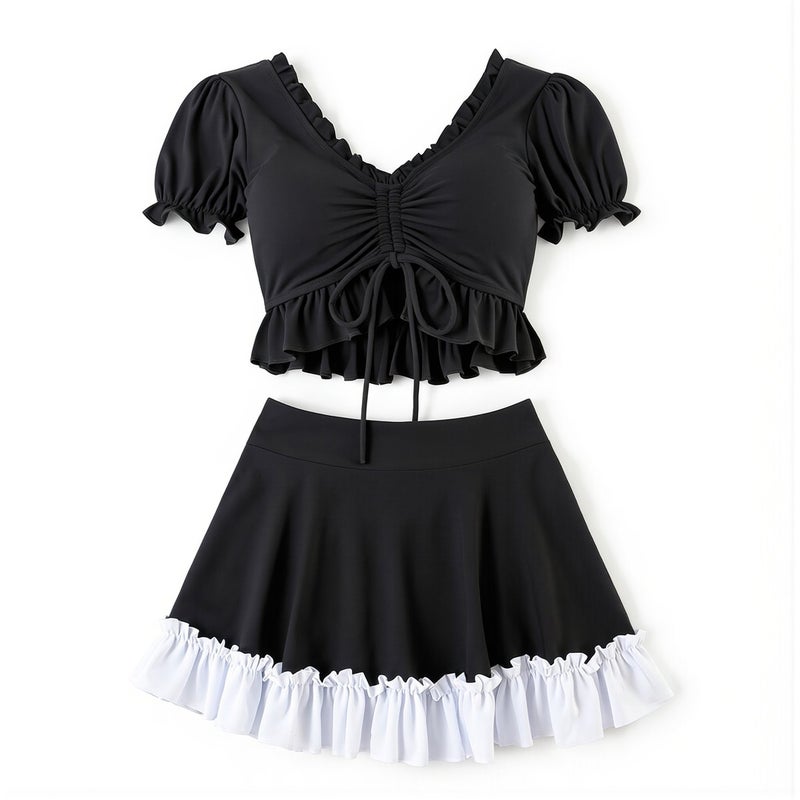 Women Two Piece Skirt Swimsuit for Beach Pool Hot Spring Vacation S - Image 2