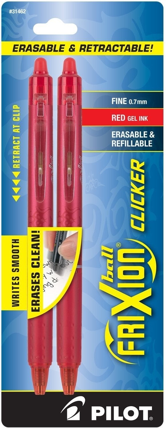 PILOT FriXion Clicker Erasable, Refillable & Retractable Gel Ink Pens, Fine Point, Red Ink, 2-Pack (31462) - Image 4