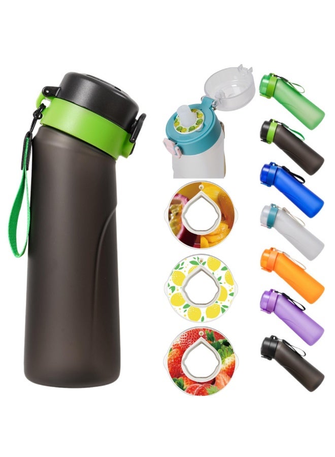 ألفا فت زجاجة مياه Alpha Fit PRO متوافقة مع Air Up سعة 750 مل بلمسة مطفية فاخرة مع 3 كبسولات نكهة – أخضر وأسود - Image 1