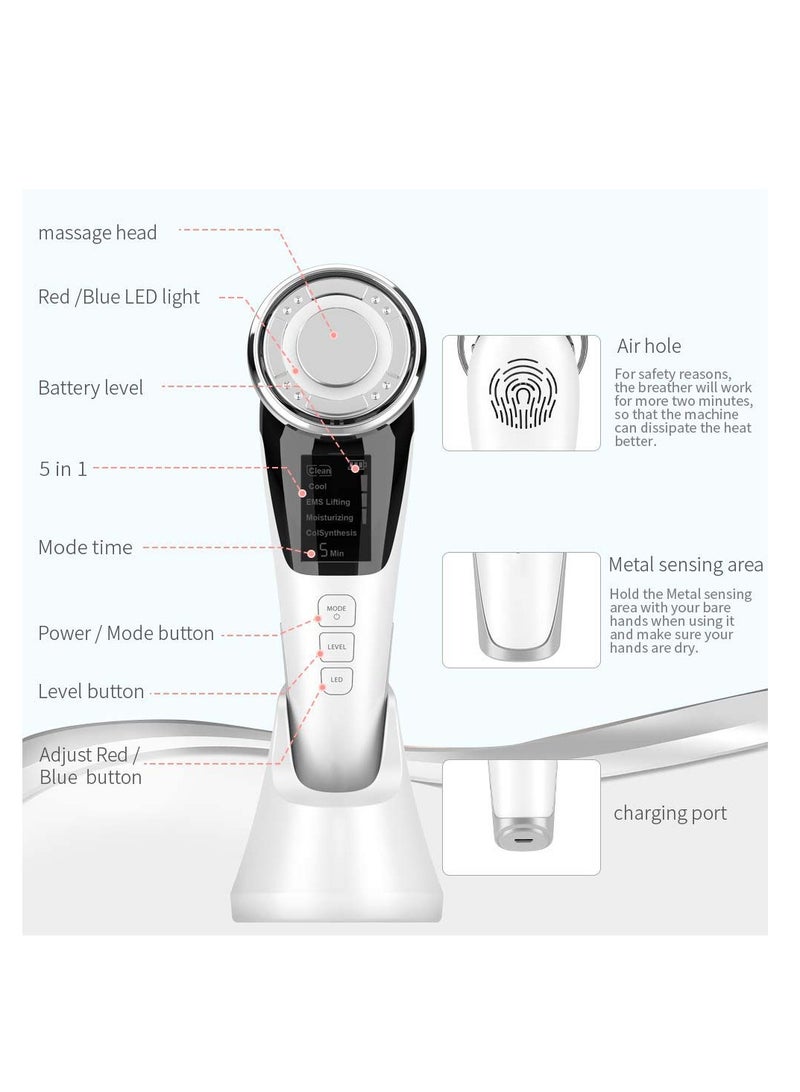 Excefore Face Massager for Skin Care, Beauty Device Multi Anti-wrinkle High-Frequency EMS Facial Lifting Toning with Red/Blue Machine, Make-up Remover, Wrinkle Removal, Skin Tightening - Image 5
