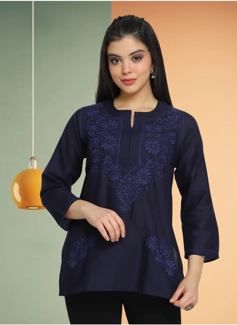 Alaya Hand Embroidered Chikankari Cotton Kurti-AL3405