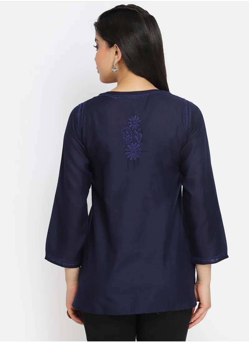 Alaya Hand Embroidered Chikankari Cotton Kurti-AL3405