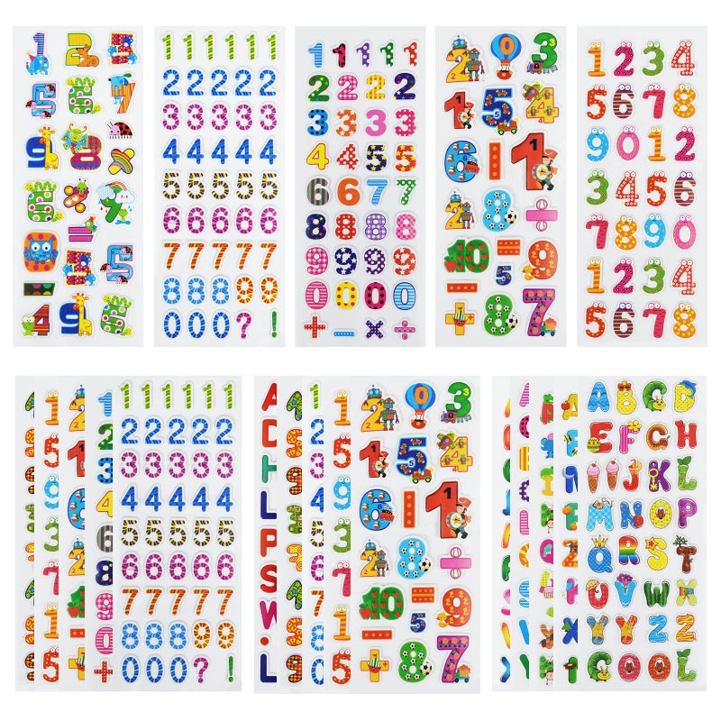 DaiUni 24 Sheets300 3D Puffy Stickers for Toddlers Kids Bulk Preschool Sticker Sheets for Reward Craft Scrapbooking Number and Letter - Image 2