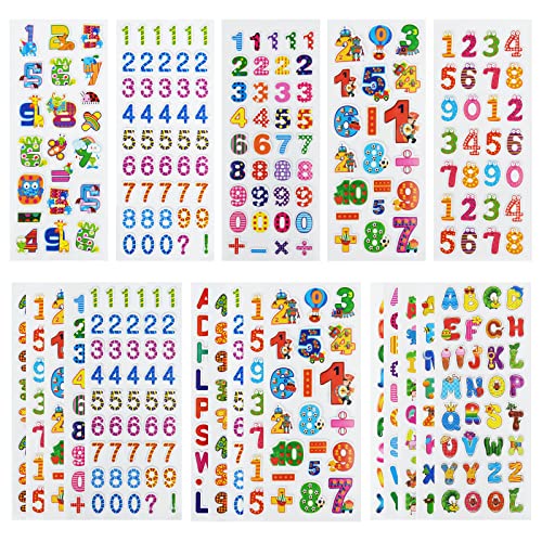 DaiUni 24 Sheets300 3D Puffy Stickers for Toddlers Kids Bulk Preschool Sticker Sheets for Reward Craft Scrapbooking Number and Letter - Image 1