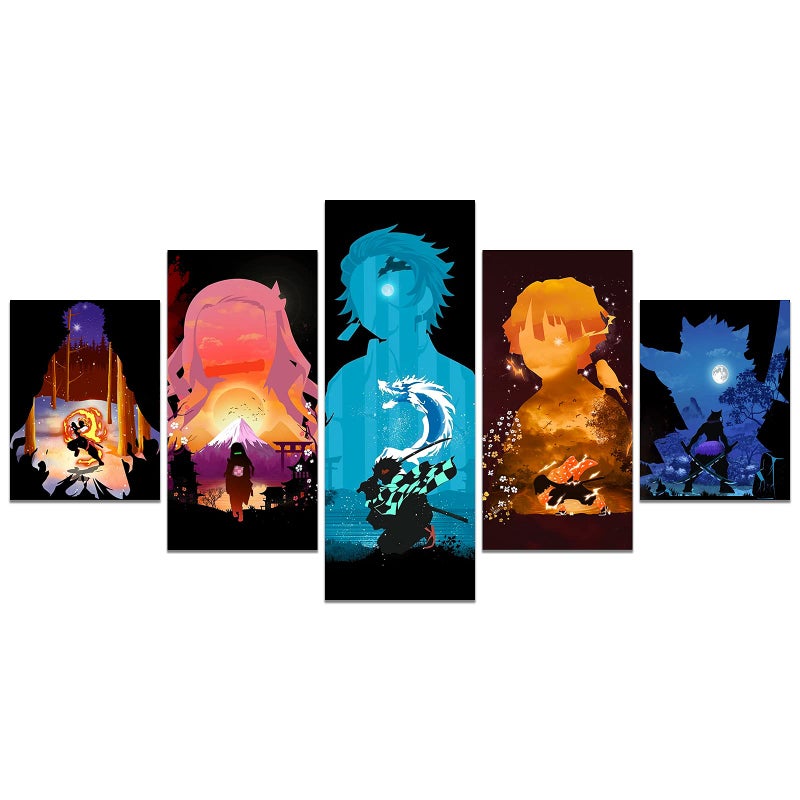 Home Trove بوستر أنمي قاتل الشياطين تانجيرو نيزوكو زينيتسو إينوسوكي كيوجورو رينغوكو مطبوعة على قماش فن الجدران لغرفة المعيشة ديكور منزلي هدية للصبي (غير مؤطرة، Q-05) - Image 3