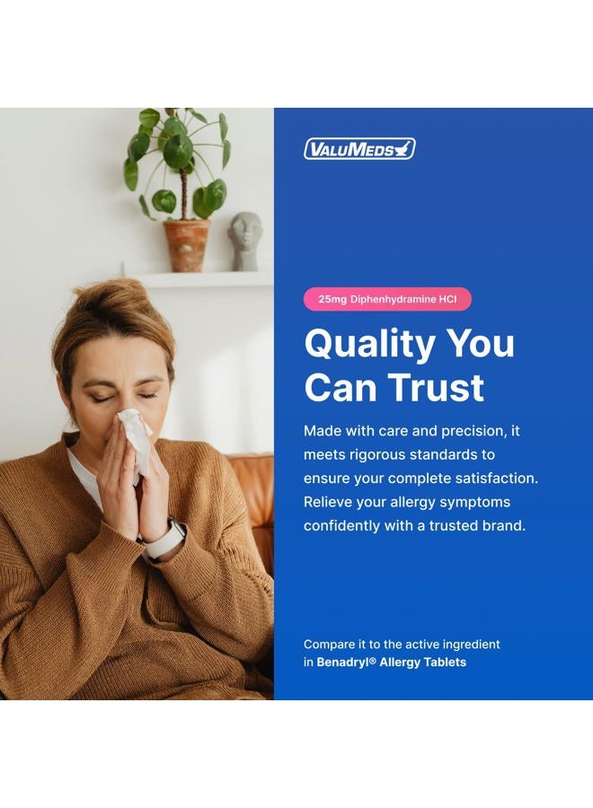 ValuMeds Allergy Medicine Antihistamine, Diphenhydramine HCl 25 mg | Children and Adults | Relieve Itchy Eyes, Runny Nose, Sneezing (25 mg, 600) - Image 5