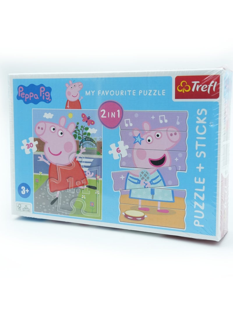 Trefl Peppa Pig 2 in 1 Puzzle + Sticks Set by Trefl , My Favourite Puzzle Series for Kids Ages 3+, Includes 30-Piece Jigsaw Puzzle & 6-Piece Puzzle Sticks, Educational and Fun Activity for Toddlers - Image 4