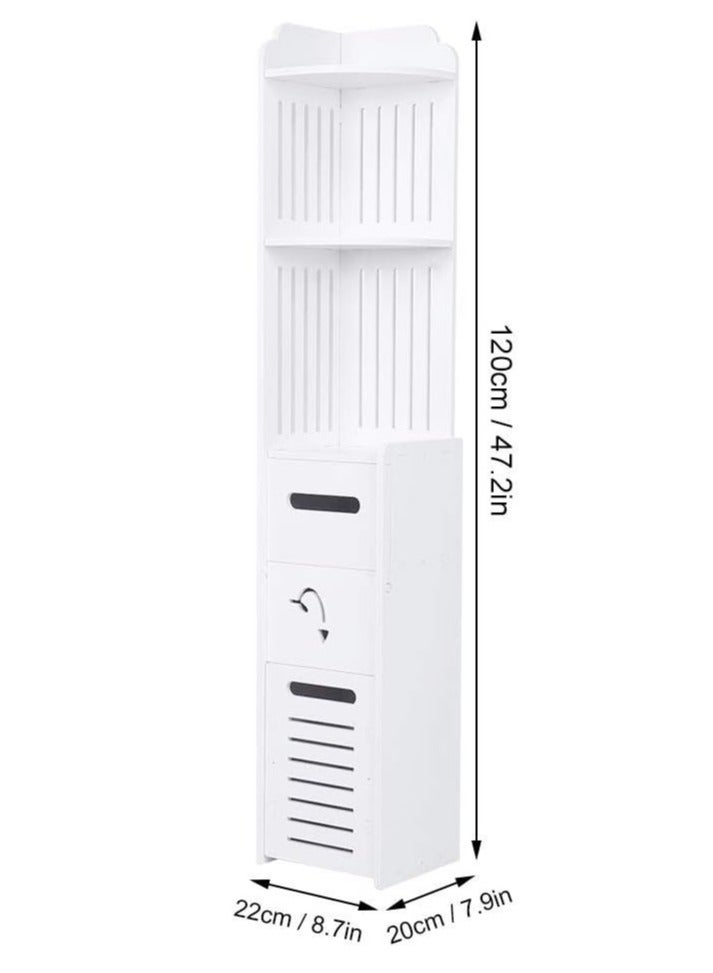 LINGWEI Bathroom Stand Shelf Bathroom Corner Shelve Cabinet White - Image 3