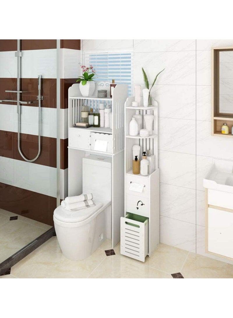 LINGWEI Bathroom Stand Shelf Bathroom Corner Shelve Cabinet White - Image 4