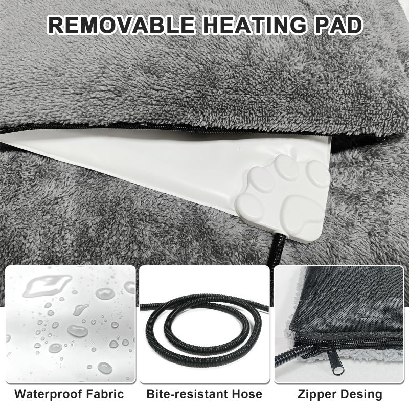 Bestio Heated Dog Bed 32Ã—20x2in, Heated Dog Bed Medium Size with Intelligent Controller, MET&UL Dual Certified Cat and Dog Bed, Suitable for Indoor Heated Dog Bed/Pet Bed - Gray - Image 5