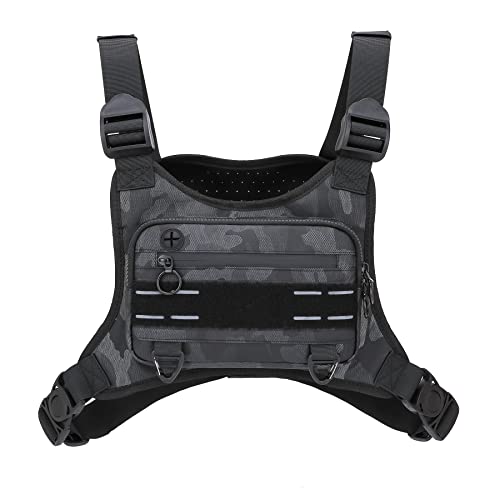 Muserise Sports Chest Bag For Men Women, Water Resistant Lightweight Front Chest Pack, Running Vest Bag With Built-In Phone Holder & Extra Storage For Workouts, Running, Cycling (Camo) - Image 1