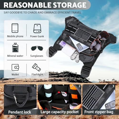 Muserise Sports Chest Bag For Men Women, Water Resistant Lightweight Front Chest Pack, Running Vest Bag With Built-In Phone Holder & Extra Storage For Workouts, Running, Cycling (Camo) - Image 3