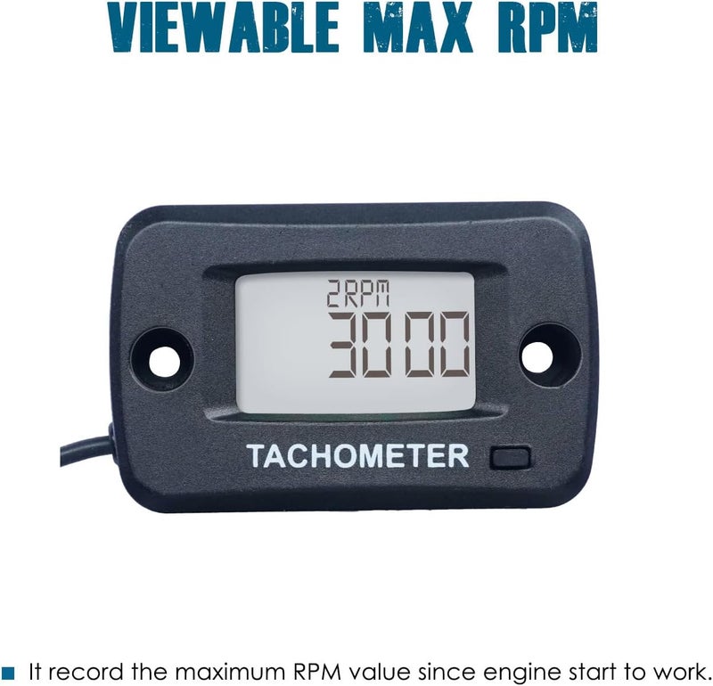 Runleader RL-HM019J Digital Tachometer with Alligator Clip, Max RPM Display, Waterproof Design. - Image 3