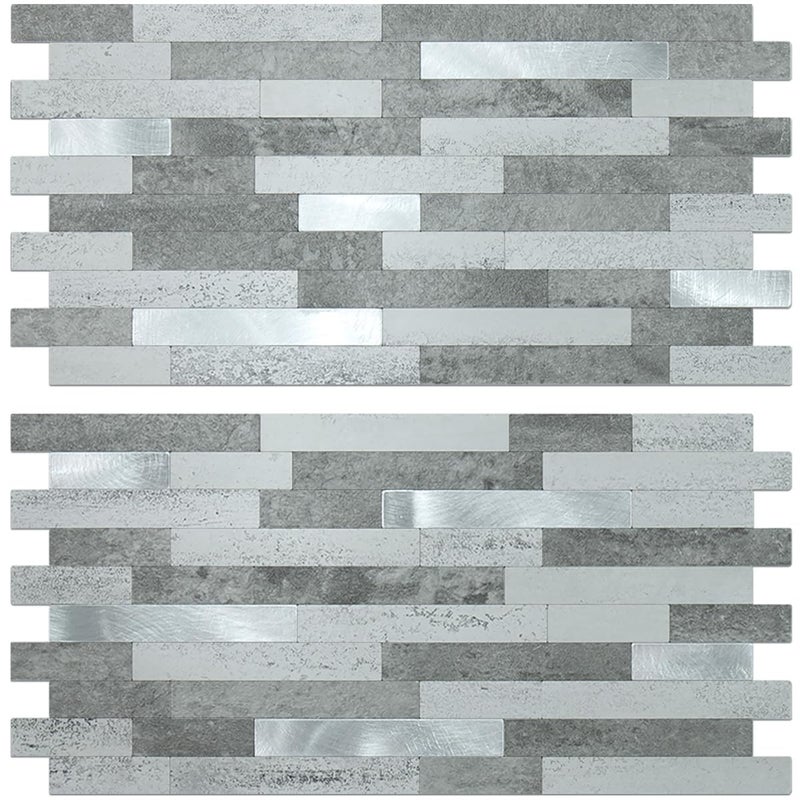AULIGET 20 Sheets Faux Stone Peel and Stick Backsplash, Grey Slate Look PVC Wall Tile Stick on Backsplash for Kitchen and Bathroom - Image 1