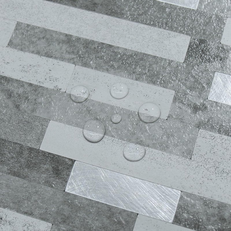 AULIGET 20 Sheets Faux Stone Peel and Stick Backsplash, Grey Slate Look PVC Wall Tile Stick on Backsplash for Kitchen and Bathroom - Image 3