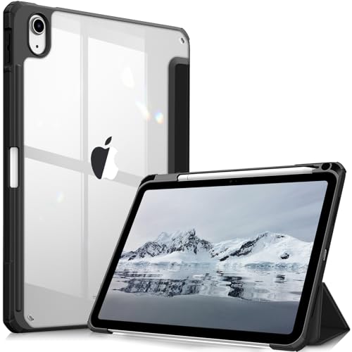 Fintie Hybrid Slim Case for iPad (A16) 11th Generation 11 Inch (2025), iPad 10th Generation 10.9 Inch (2022) - Shockproof Cover with Clear Transparent Back Shell & Pencil Holder, Black - Image 1