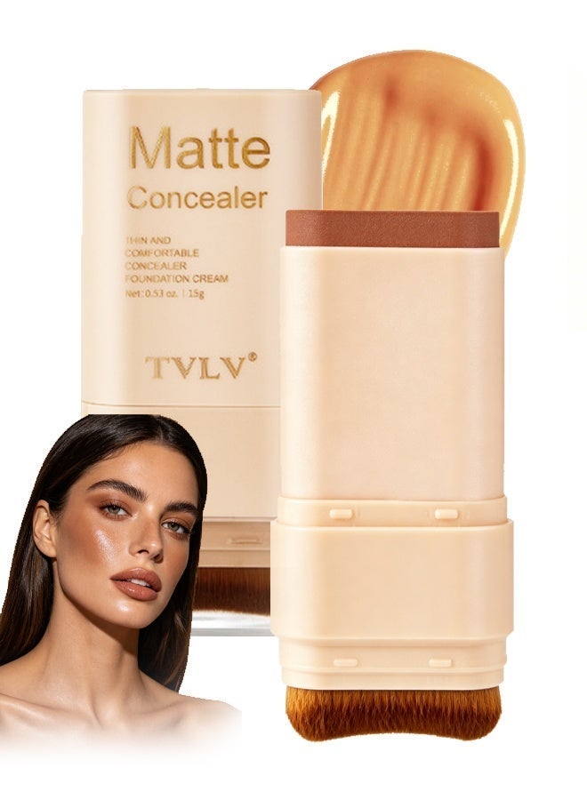 TVLV Matte Concealer Stick，2 in 1 Dual-Ended Eraser Contour Stick with Brush, Tinted Moisturizer, Skin Tint, Face Foundation, Radiant & Dewy Finish for Face Makeup, Sheer to Medium Coverage #06 - Image 1