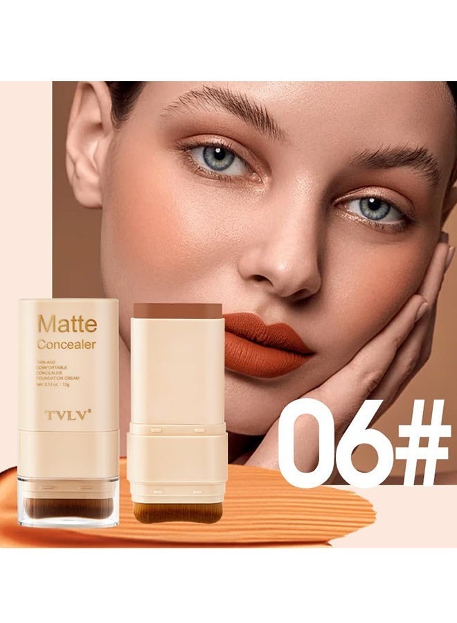 TVLV Matte Concealer Stick，2 in 1 Dual-Ended Eraser Contour Stick with Brush, Tinted Moisturizer, Skin Tint, Face Foundation, Radiant & Dewy Finish for Face Makeup, Sheer to Medium Coverage #06 - Image 2
