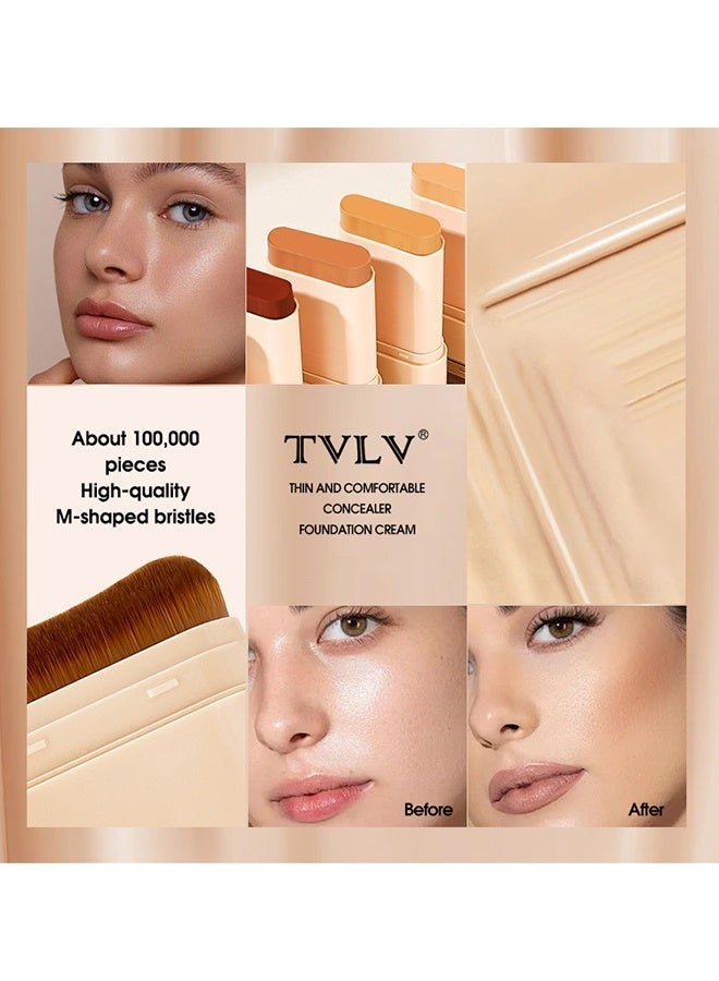 TVLV Matte Concealer Stick，2 in 1 Dual-Ended Eraser Contour Stick with Brush, Tinted Moisturizer, Skin Tint, Face Foundation, Radiant & Dewy Finish for Face Makeup, Sheer to Medium Coverage #06 - Image 4