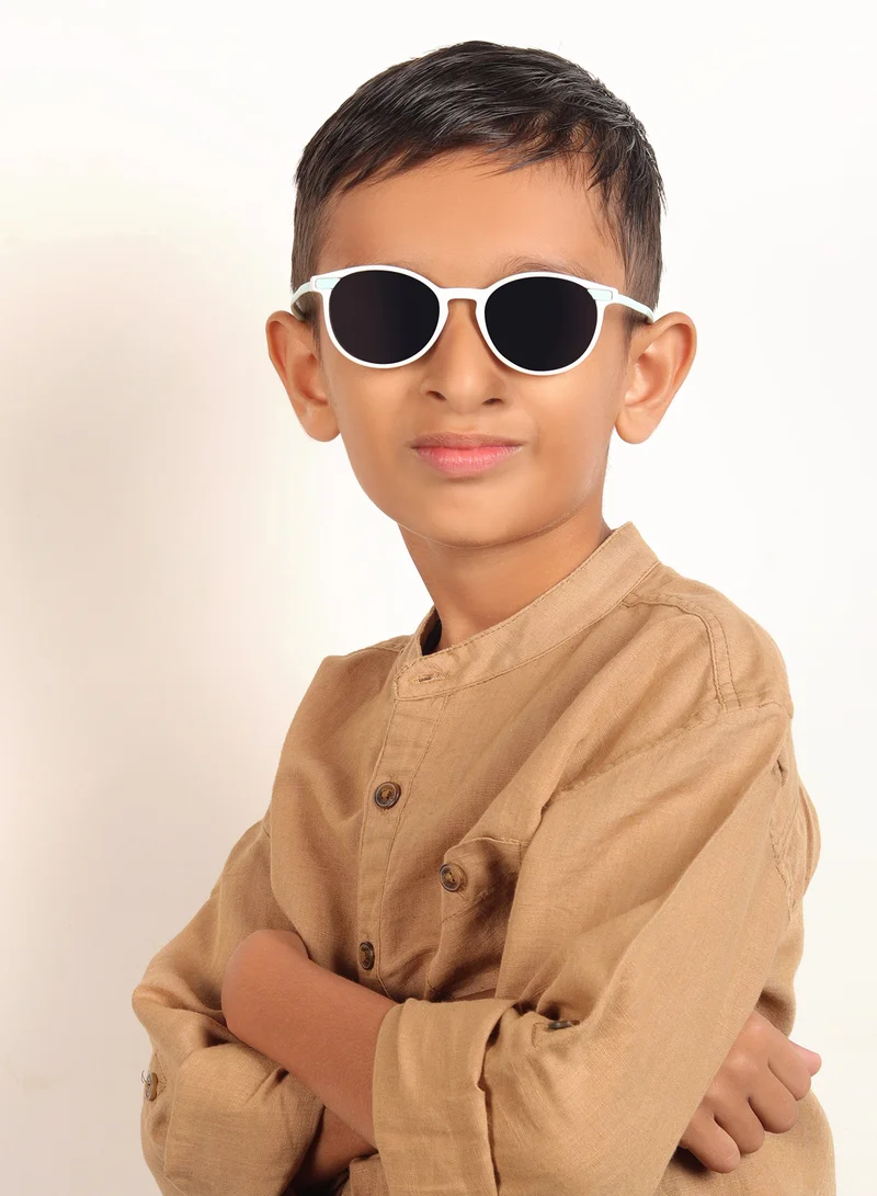 Woggles Stylish White & Aqua Blue Wayfarer Kids Sunglasses