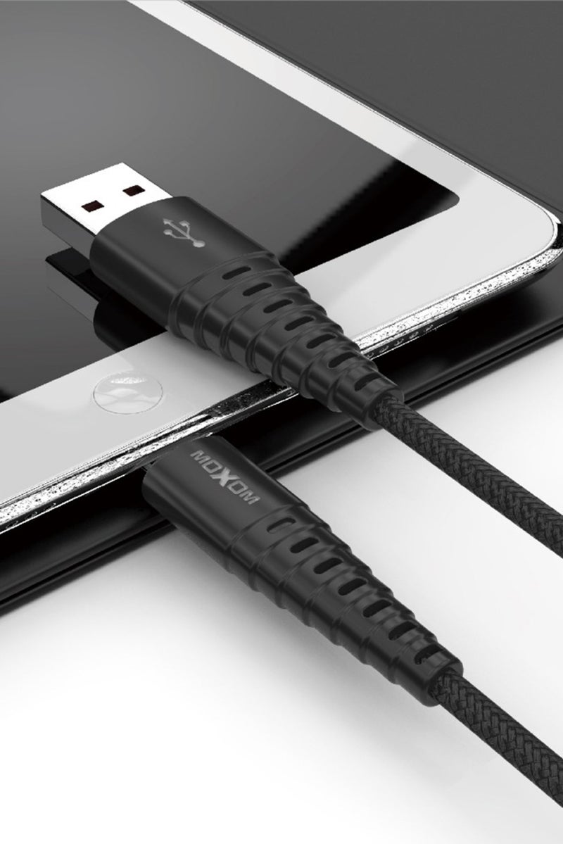 MOXOM CB21 - IP - Fabric Charging Cable, Black
