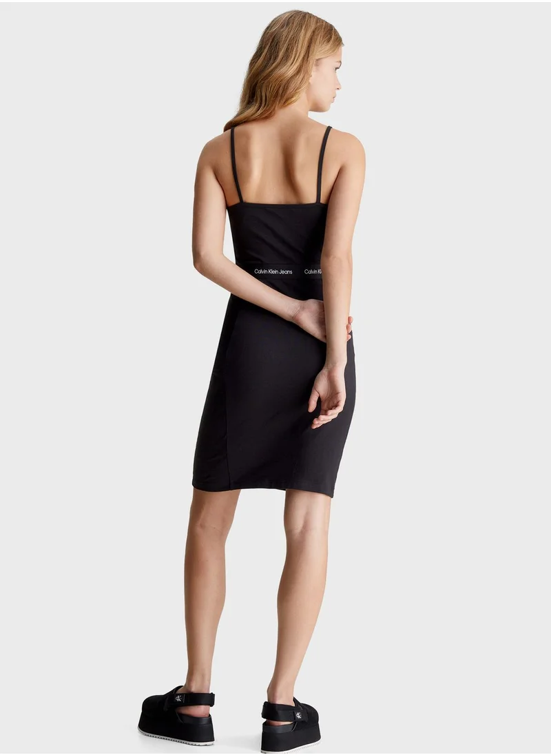 Calvin Klein Jeans Logo Detail Strappy Dress