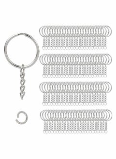 100pcs Metal Split Key Chain Rings with Chain Silver Key Ring and Open Jump Rings Bulk