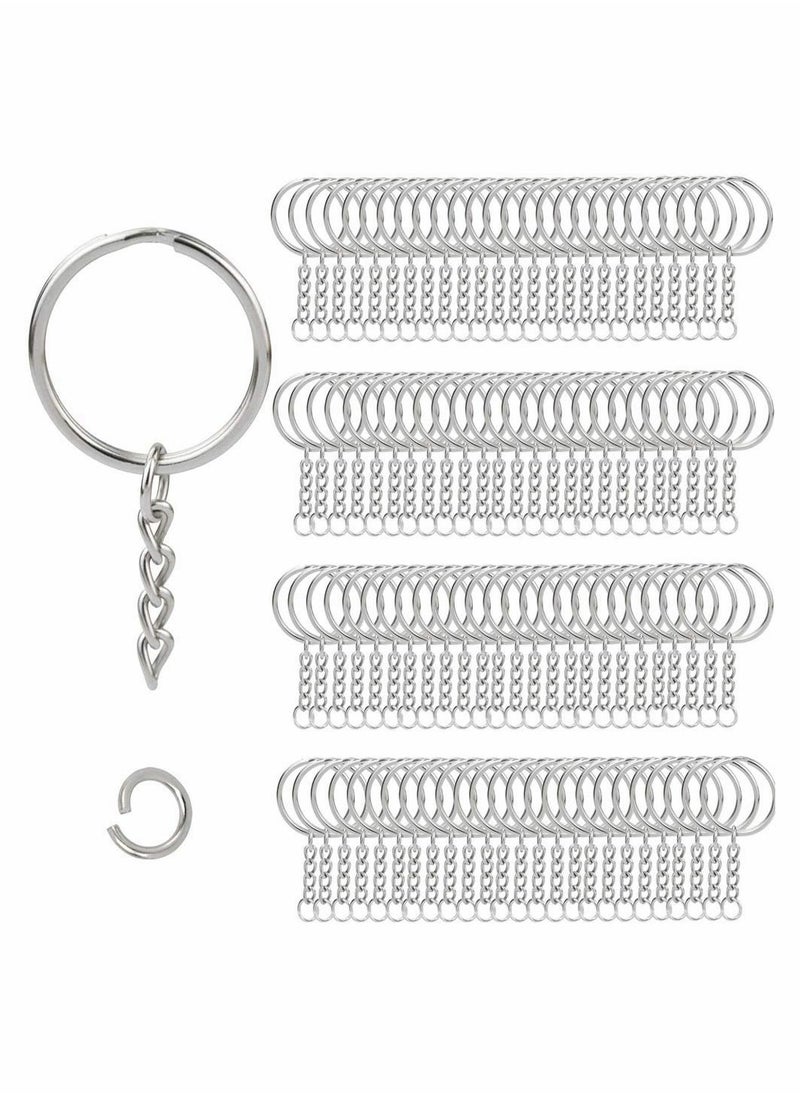 KASTWAVE - 100pcs Metal Split Key Chain Rings with Chain Silver Key Ring and Open Jump Rings Bulk - Image 1
