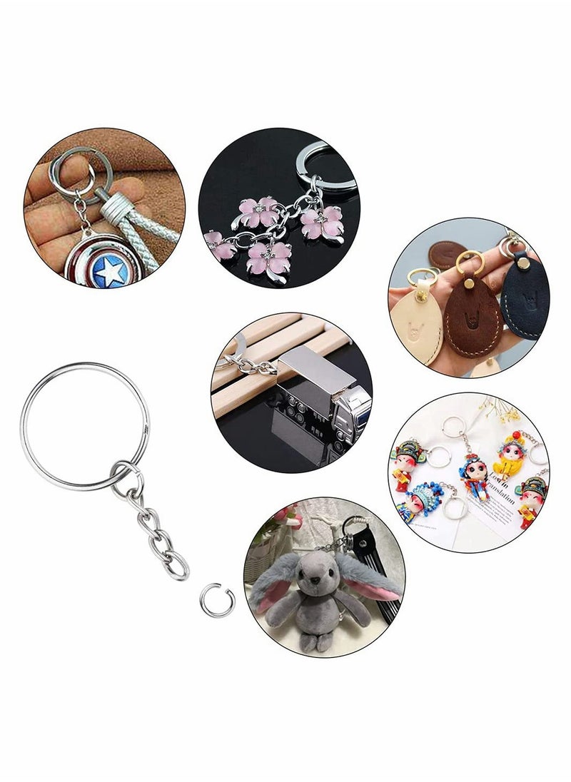 KASTWAVE - 100pcs Metal Split Key Chain Rings with Chain Silver Key Ring and Open Jump Rings Bulk - Image 1