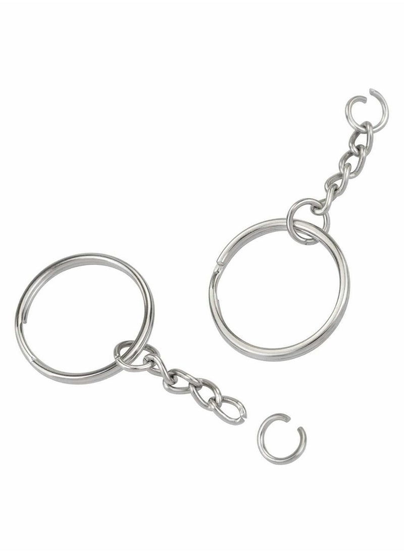 KASTWAVE - 100pcs Metal Split Key Chain Rings with Chain Silver Key Ring and Open Jump Rings Bulk - Image 1