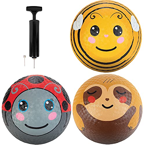 SCS Direct Gaga Ball 85 Inch Playground Balls 3pk Animals with Air Pump Durable Rubber Balls for Dodgeball Handball Great for Outside Play School Recess Games Kickball Kids Easter Basket Stuffer - Image 1