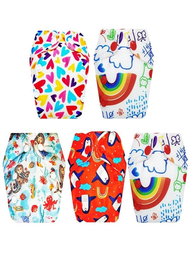 Dumbledo Premium Newborn Cloth Diaper with Integrated Soaker (Pack of 5) | Hypoallergenic | 6-Layer Absorbent Pad | Adjustable Snaps | Ideal for Toddlers | 0 - 4 Months | Unisex Baby - Image 1