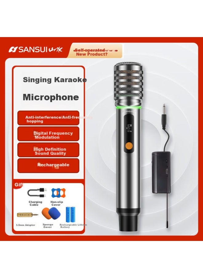 Sansui K60 Wireless Microphone For Outdoor Square Dance Stage Sound Conference Host Speech Home Ktv Professional Singing Universal Charging Microphone One Drag One