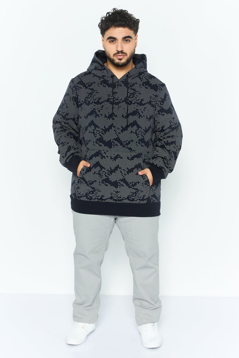 HUGO BOSS سويت شيرت بقلنسوة بأكمام طويلة منسوج للرجال، أزرق داكن - Image 4