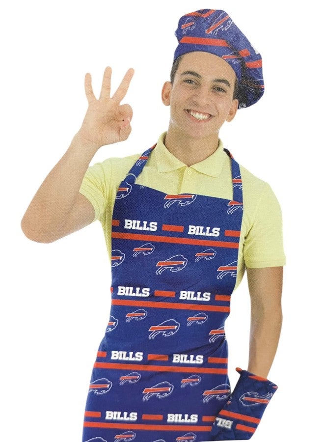 Northwest The Company Official NFL 3-Piece Apron, Oven Mitt and Chef Hat Set, One Size, Team Colors, Levels (Buffalo Bills) - Image 1