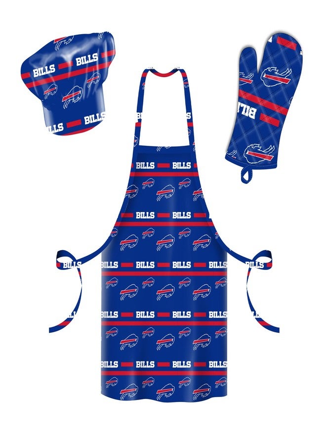 Northwest The Company Official NFL 3-Piece Apron, Oven Mitt and Chef Hat Set, One Size, Team Colors, Levels (Buffalo Bills) - Image 2
