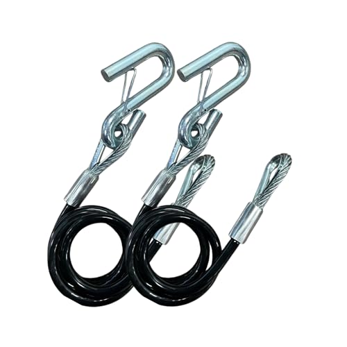 Tie Down  7000 lb Hitch Safety Cable  Black Vinyl Coated  Replaces Trailer Chains  Tow Straps  Coiled Cable wWire Latch  Made in USA - Image 1