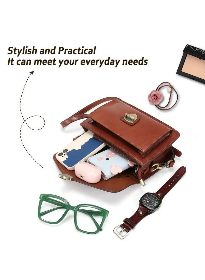 BOYATU Genuine Leather Top-Handle Bag For Women: Crossbody Handbags - Vintage Messenge Bag Buckle Shoulder Purse  - Image 4