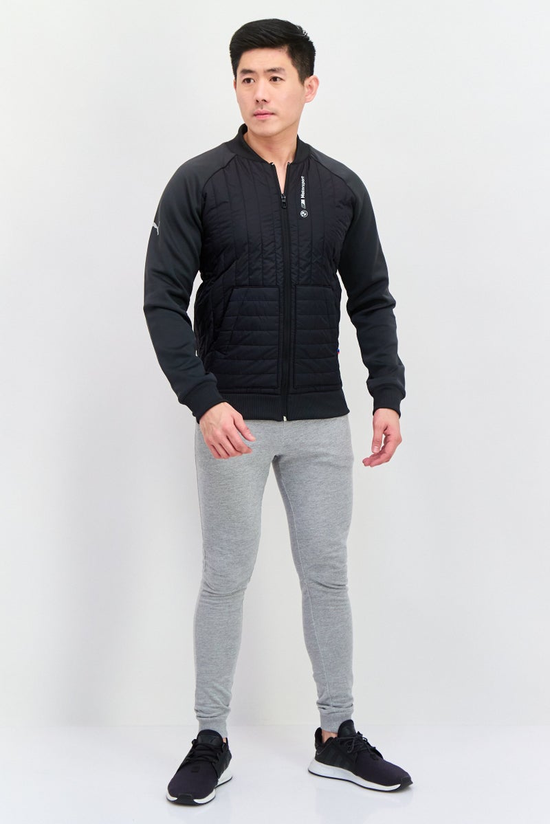 PUMA جاكيت تدريب رياضي للرجال من بومّا x بي إم دبليو موتورسبورت بشعار العلامة التجارية، أسود - Image 4