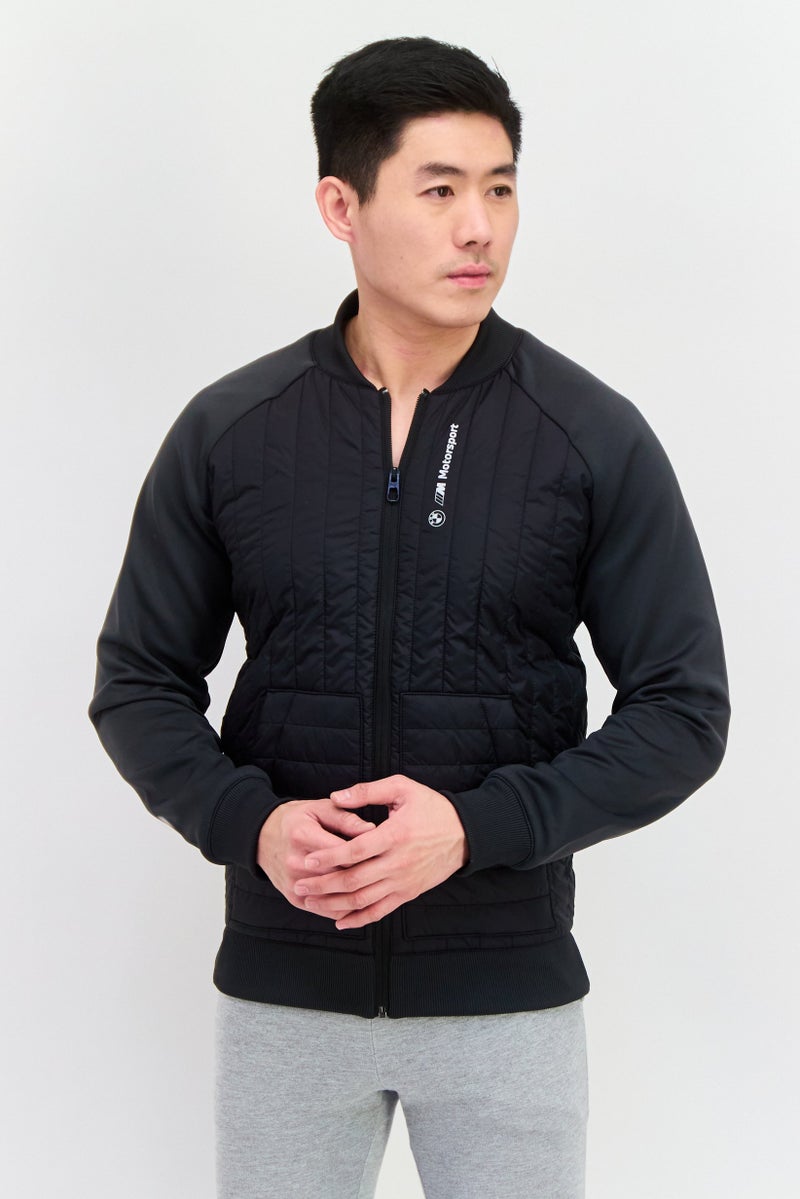 PUMA جاكيت تدريب رياضي للرجال من بومّا x بي إم دبليو موتورسبورت بشعار العلامة التجارية، أسود - Image 1