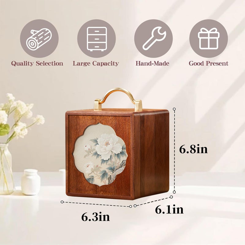 KAOTGOT Wooden Jewelry Box for Women Walnut Wooden Jewelry Box with handle 4-Tier Jewelry Organizer for Rings, Necklaces - Image 2