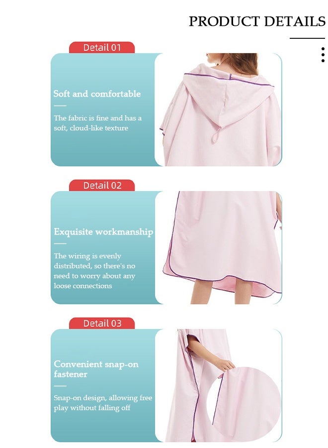 DUNISO Beach Changing Towel Surf Poncho Robe,Swim Towel Hooded Surf Poncho for Adults,Light Weight Compact Microfibre Changing Wetsuit for Women and Men,Surfing Swimming Bathing - Image 5