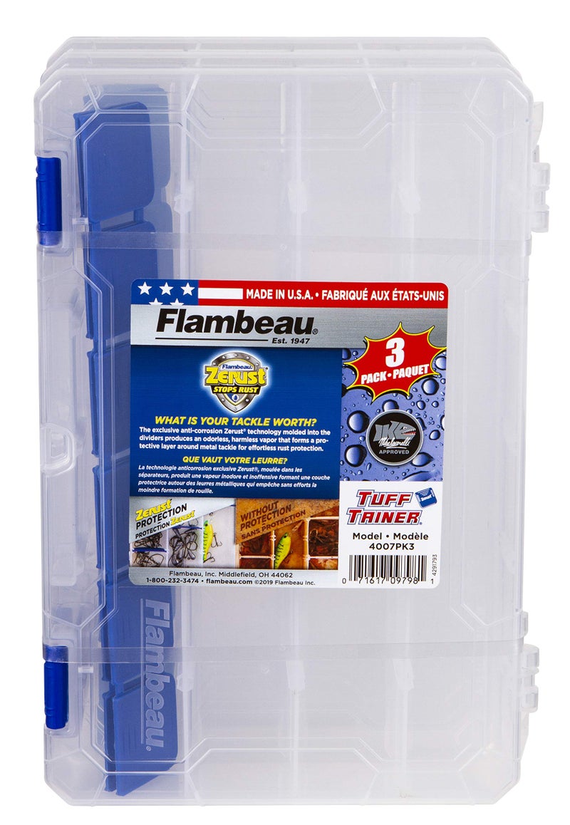 Flambeau Outdoors 4007PK3 Fishing Tackle Boxes - 3 Pack, Includes 36 Dividers, Clear Tackle Box Fishing Lure Organizer, Tuff Tainer Tackle Box with Zerust Anti-Rust Dividers - Image 2