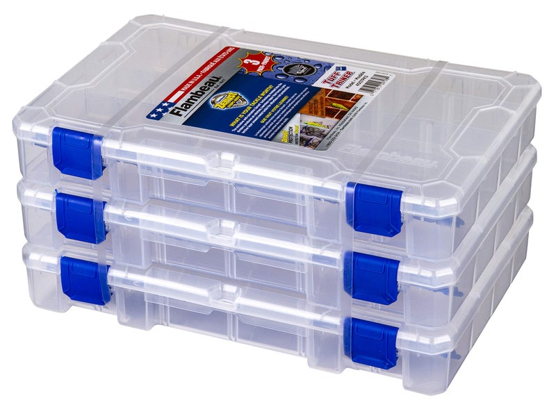 Flambeau Outdoors 4007PK3 Fishing Tackle Boxes - 3 Pack, Includes 36 Dividers, Clear Tackle Box Fishing Lure Organizer, Tuff Tainer Tackle Box with Zerust Anti-Rust Dividers - Image 1