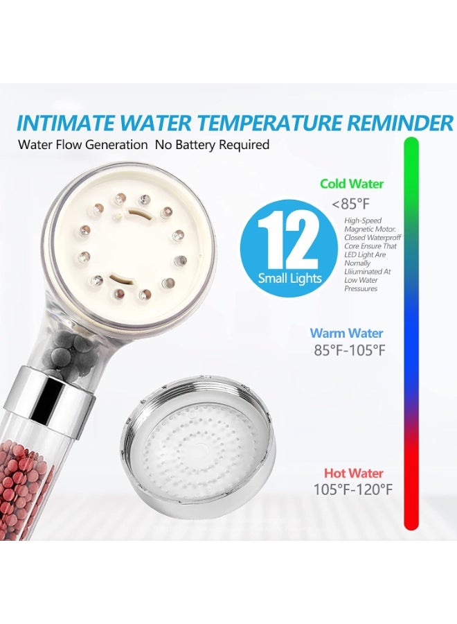 DUNISO LED Shower Head with Handheld, Shower Head High Pressure Shower Head with Filter Beads, with Shower Hose and Holder,3 Colors Change with Temperature,for Dry Hair& Skin - Image 2