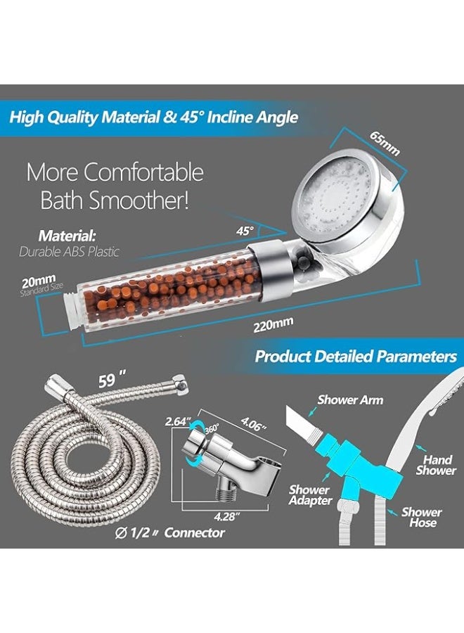 DUNISO LED Shower Head with Handheld, Shower Head High Pressure Shower Head with Filter Beads, with Shower Hose and Holder,3 Colors Change with Temperature,for Dry Hair& Skin - Image 5