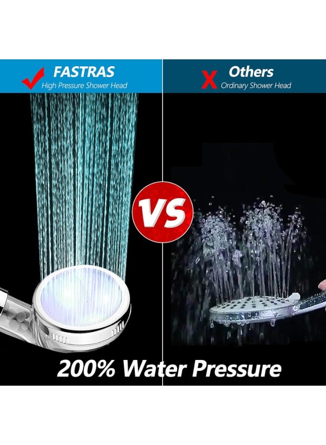DUNISO LED Shower Head with Handheld, Shower Head High Pressure Shower Head with Filter Beads, with Shower Hose and Holder,3 Colors Change with Temperature,for Dry Hair& Skin - Image 4