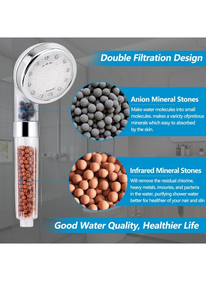 DUNISO LED Shower Head with Handheld, Shower Head High Pressure Shower Head with Filter Beads, with Shower Hose and Holder,3 Colors Change with Temperature,for Dry Hair& Skin - Image 3