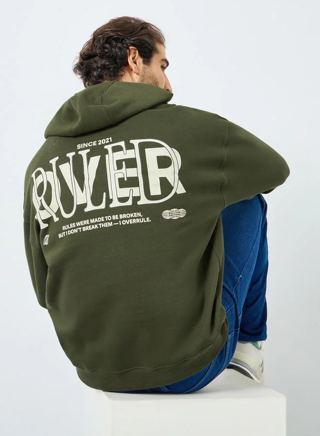 Oversize Graphic Printed Fleece Hoodie